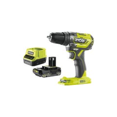 Pack RYOBI Perceuse-visseuse à percussion R18PD5-0 - 18V One+ Brushless - 1 Batterie 2.0Ah - 1 Chargeur rapide 0
