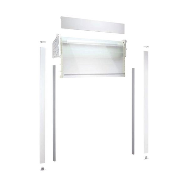 Rideau d'armoire à lames verre vetro-line - Décor rail de guidage : Aluminium - Décor : Blanc brillant - Pour caisson d 1