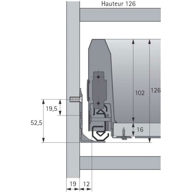 Kit tiroir coulissant - hauteur 126 mm - arcitech - Décor : Anthracite - Longueur : 300 mm - HETTICH 4