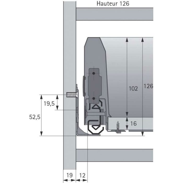 Kit tiroir coulissant - hauteur 126 mm - arcitech - Décor : Anthracite - Longueur : 450 mm - HETTICH 4