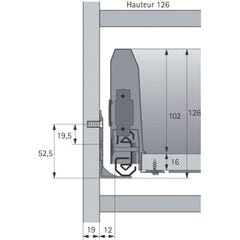 Kit tiroir coulissant - hauteur 126 mm - arcitech - Décor : Argent - Longueur : 400 mm - HETTICH 4