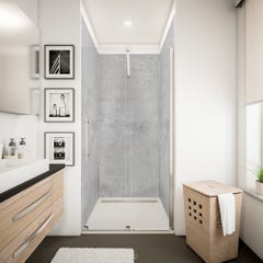 Schulte Panneau mural Pierre gris clair, revêtement pour douche et salle de bains, DécoDesign DÉCOR, pack 3 panneaux muraux 100 x 210 cm + 5 profilés