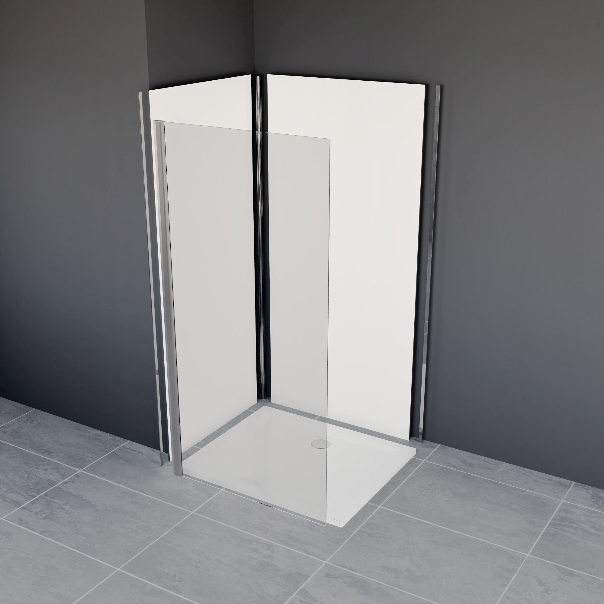 Schulte Pack de 2 panneaux muraux 90 x 210 cm + 3 profilés gris argenté, revêtement pour douche et salle de bains, DécoDesign COULEUR 6