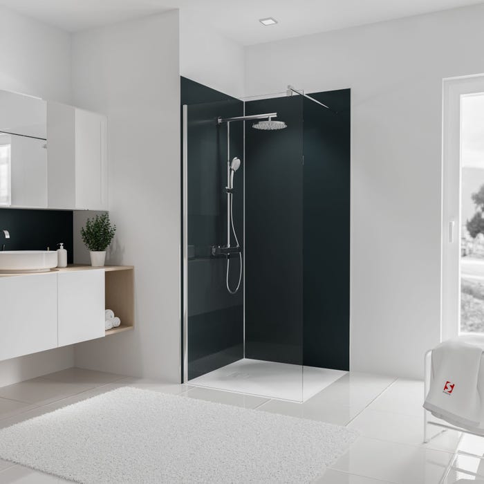 Schulte Pack de 2 panneaux muraux 90 x 210 cm + 3 profilés anthracite, revêtement pour douche et salle de bains, DécoDesign COULEUR 0