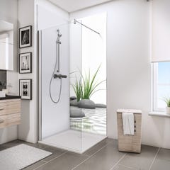 Schulte Pack de 2 panneaux muraux 90 x 210 cm + 3 profilés, revêtement pour douche et salle de bains, DécoDesign PHOTO, Pierres zen et herbes + blanc