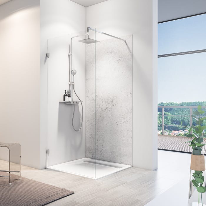 Schulte Pack de 2 panneaux muraux 100 x 210 cm, revêtement pour douche et salle de bains, DécoDesign SOFTTOUCH, Pierre gris clair 0