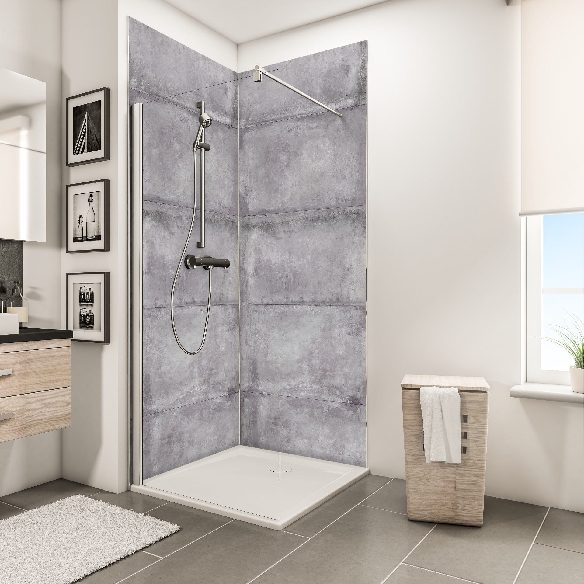 Schulte Panneau mural Gris antico, revêtement pour douche et salle de bains, DécoDesign DÉCOR, pack de 2 panneaux muraux 100 x 210 cm 0