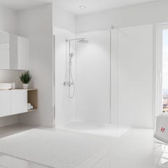 Schulte Panneau mural Blanc, revêtement pour douche et salle de bains, DécoDesign COULEUR, pack de 3 panneaux muraux 90 x 210 cm + 5 profilés blancs 0