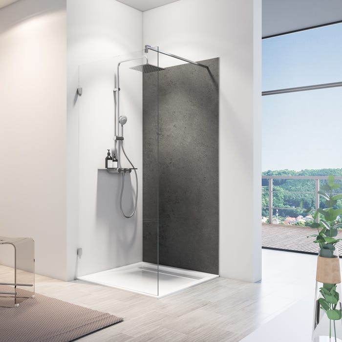 Schulte Pack de 2 panneaux muraux 100 x 210 cm, revêtement pour douche et salle de bains, DécoDesign SOFTTOUCH, Ardoise 0
