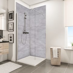 Schulte Panneau mural Castello gris, revêtement pour douche et salle de bains, DécoDesign DÉCOR, pack de 2 panneaux muraux 100 x 210 cm