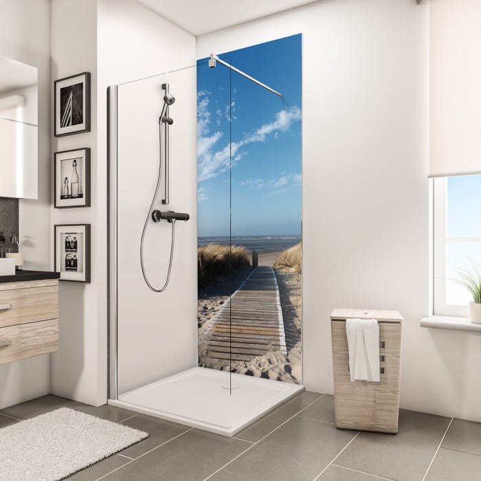 Schulte Panneau mural 90 x 210 cm, revêtement pour douche et salle de bains, DécoDesign PHOTO, Ponton de la mer du nord 0