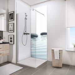 Schulte Pack de 2 panneaux muraux 90 x 210 cm + 3 profilés, revêtement pour douche et salle de bains, DécoDesign PHOTO, lot Pierres zen et eau + blanc