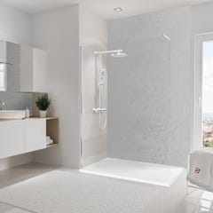 Schulte Panneau mural Crépi gris, revêtement pour douche et salle de bains, DécoDesign DÉCOR, 150 x 255 cm