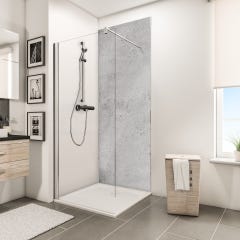 Schulte Panneau mural Pierre gris clair brillant, revêtement pour douche et salle de bains, DécoDesign BRIO, 100 x 255 cm