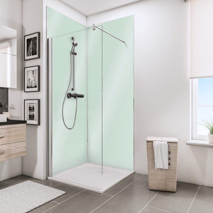 Schulte Panneau mural Vert d'eau brillant, revêtement pour douche et salle de bains, DécoDesign BRIO, pack de 2 panneaux 100 x 210 cm 0