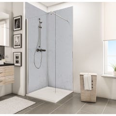 Schulte Panneau mural Crépi gris, revêtement pour douche et salle de bains, DécoDesign DÉCOR, pack de 2 panneaux muraux 100 x 210 cm