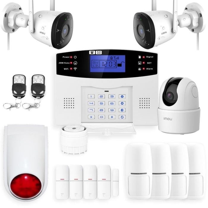 Alarme maison sans fil gsm et 3 caméras wifi kit ip3 0