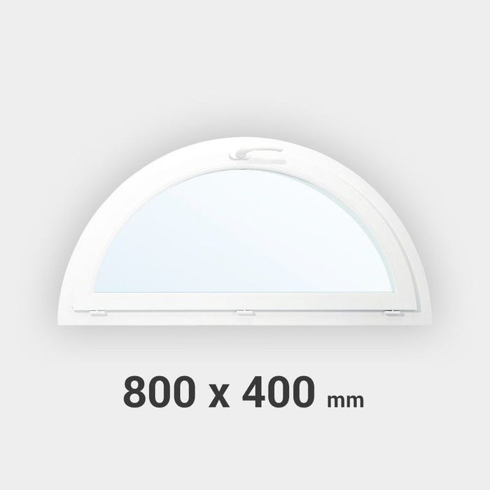 Fenêtre demi-lune PVC blanc H40 x L80 cm tableau à soufflet 1