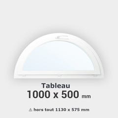 Fenêtre demi-lune PVC blanc H50 x L100 cm tableau à soufflet 0