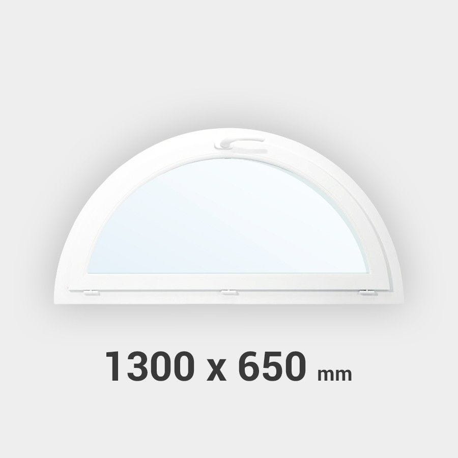 Fenêtre demi-lune PVC blanc H65 x L130 cm tableau à soufflet 1