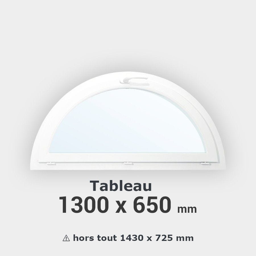 Fenêtre demi-lune PVC blanc H65 x L130 cm tableau à soufflet 0