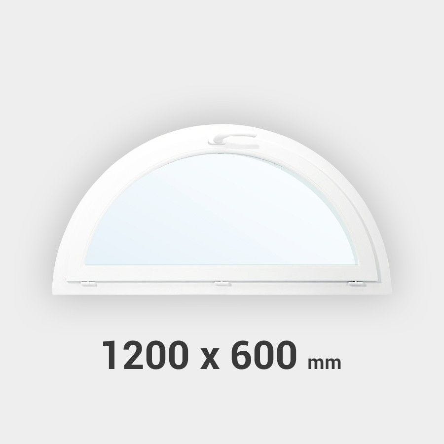 Fenêtre demi-lune PVC blanc H60 x L120 cm tableau à soufflet 1