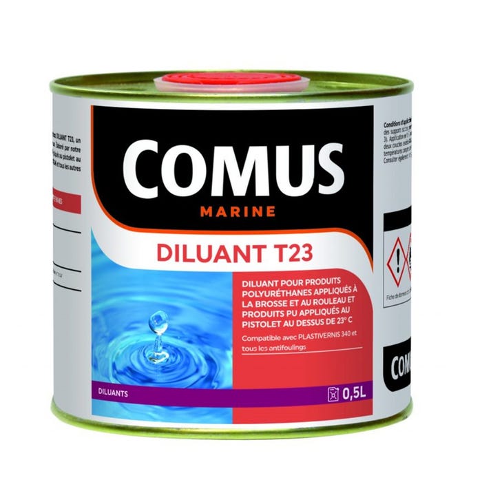 DILUANT T23 - 0,5L Diluant pour produits polyuréthanes appliqués à la brosse et au rouleau - COMUS 0