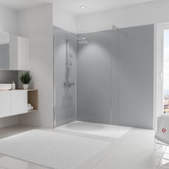 Schulte Pack de 3 panneaux muraux 90 x 210 cm, revêtement pour douche et salle de bains, DécoDesign COULEUR, panneaux muraux Gris argenté, 2ème choix