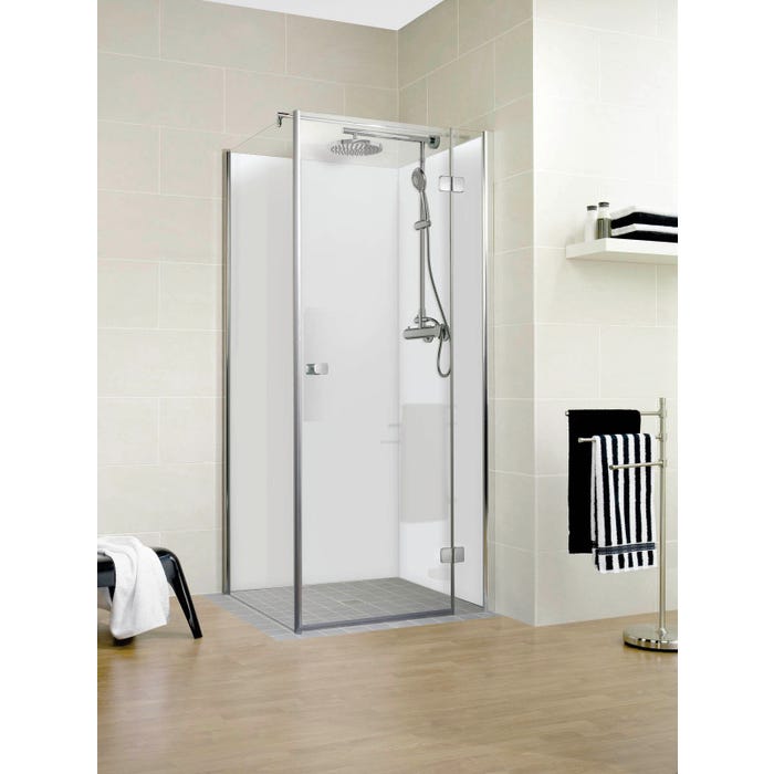 Schulte Pack de 2 panneaux muraux 90 x 210 cm, revêtement pour douche et salle de bains, DécoDesign COULEUR, panneaux muraux Blanc, 2ème choix 1