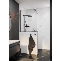 Schulte Pare-baignoire fixe, verre 5 mm, paroi de baignoire 1 volet Capri, écran de baignoire fixe, Verre transparent, noir, anticalcaire 70 x 140 cm 1