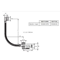 Vidage baignoire extra plat JACOB DELAFON câble long (1m) noir mat 1