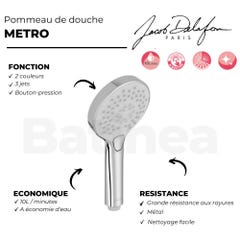 Pommeau de douche JACOB DELAFON Metro chrome, 3 jets | Economie d'eau 2