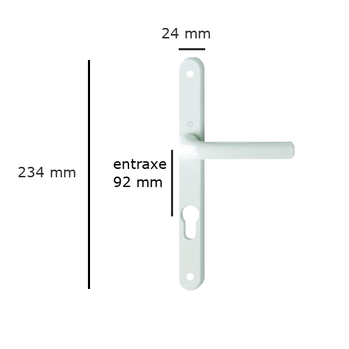 Poignée de porte d'entrée blanche entraxe 8x92 mm 1