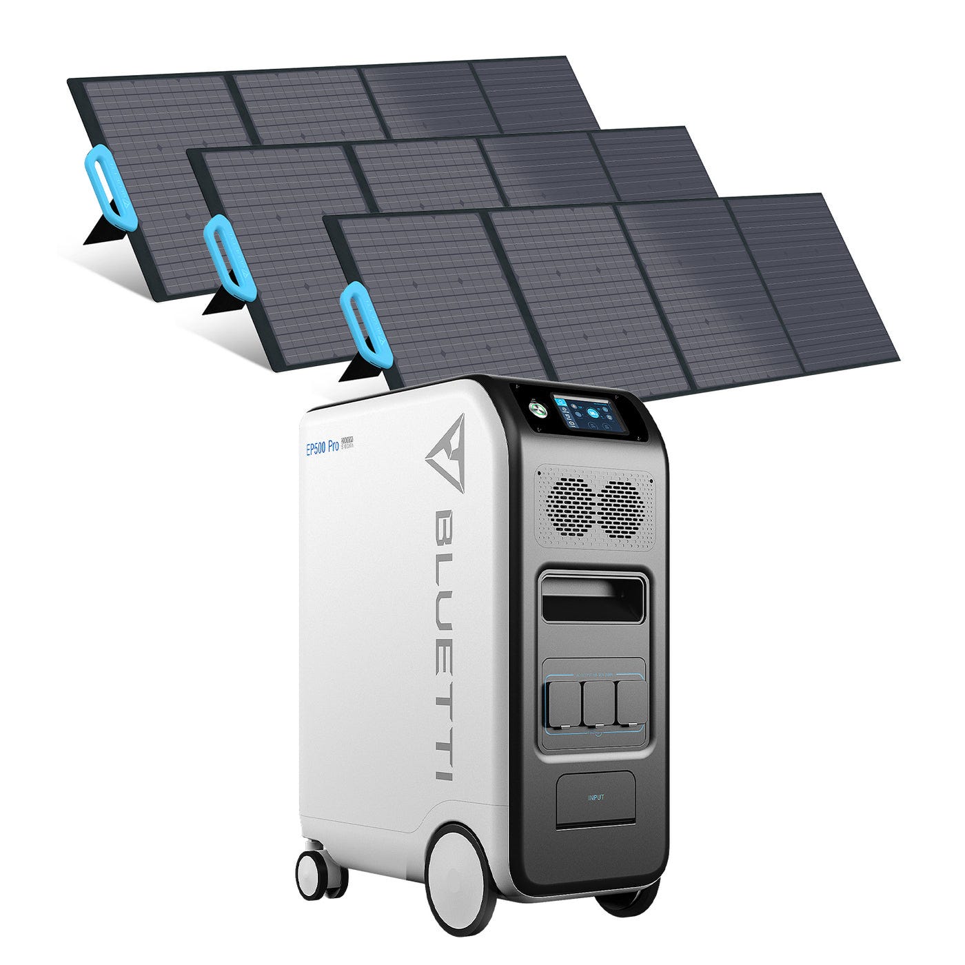BLUETTI Générateur solaire EP500PRO avec 3 panneaux solaires PV200 200 W, 5100 Wh LiFePO4 batterie de secours, 3 prises CA 3000 W pour maison, jardin 0