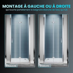 SIRHONA Porte de douche plié,Très design & moderne et facile à nettoyer， 90x195cm 2