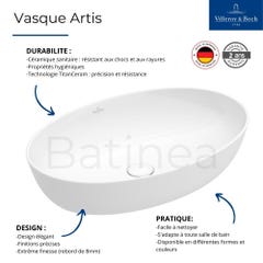 Vasque ronde à poser VILLEROY ET BOCH Artis Stone White CeramicPlus 2