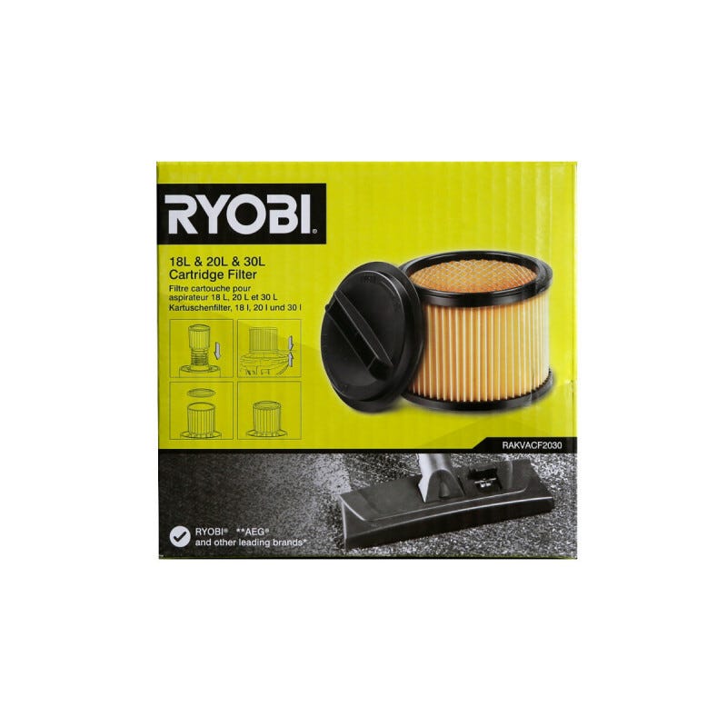 Pack RYOBI Aspirateur eau et poussière RVC-1220I-G - 1250W - 20L - Filtre de rechange - RAKVACF2030 3