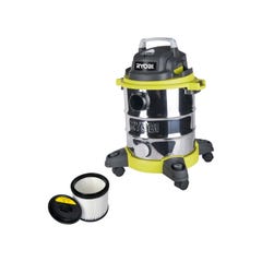 Pack RYOBI Aspirateur eau et poussière RVC-1220I-G - 1250W - 20L - Filtre de rechange lavable - RAKVACFW2030 0
