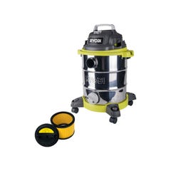 Pack RYOBI Aspirateur eau et poussière RVC-1530IPT-G - 1500W - 30L - Filtre de rechange - RAKVACF2030 0