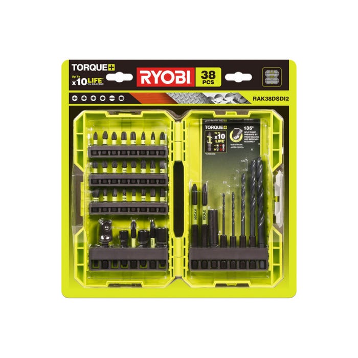 Pack RYOBI Perceuse-visseuse percussion R18PD7-252S Brushless - 2 batteries 5.0 - 2.0Ah - Chargeur - 38 accessoires perçage-vissage-boulonnage 4