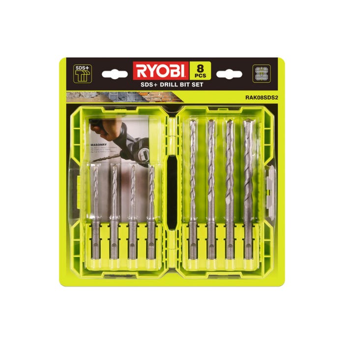 Pack RYOBI - Marteau perforateur R18SDS-125S - 18V One+ - 1 batterie 2.5Ah - 1 chargeur - Coffret empilage 8 forets SDSPLUS RAK08SDS2 4