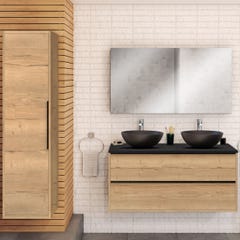 Meuble de salle de bain BORDER 120cm + plan vasque à poser Chêne Halifax naturel et noir 1