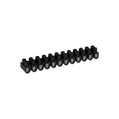 Domino électrique - Barrette acier noire 12 plots à vis 16 mm² - 76A