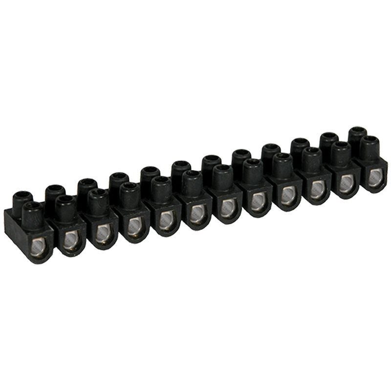 Domino électrique - Barrette acier noire 12 plots à vis 10 mm² - 57A 0