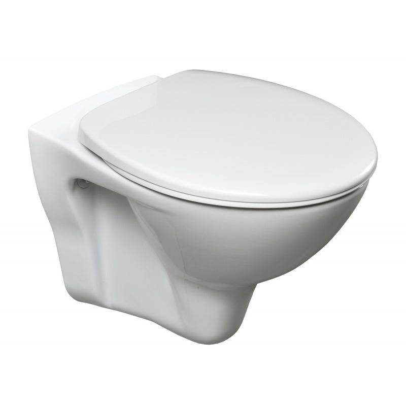 Villeroy & Boch Pack WC Bâti-support Viconnect + WC suspendu Cersanit S-line Pro avec abattant + Plaque chrome mat (ViConnectS-LinePro-3) 1