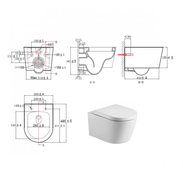 Grohe Pack WC Bâti autoportant Rapid SL + WC sans bride SAT + Abattant softclose + Plaque chrome (ProjectSATrimless-8) 4