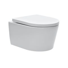 Pack WC Bati Geberit Duofix + WC sans bride SAT, fixations invisibles + Abattant softclose + Plaque chrome (GebSATrimless-N) 2