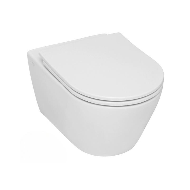Pack WC Bati-support Geberit extra-plat UP720 + WC sans bride Serel sans bride + Abattant softclose + Plaque blanche (SLIM-SP26- 1