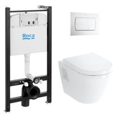 Roca Pack Bâti-support Roca Active + WC Vitra Integra + Abattant + Plaque blanche 0