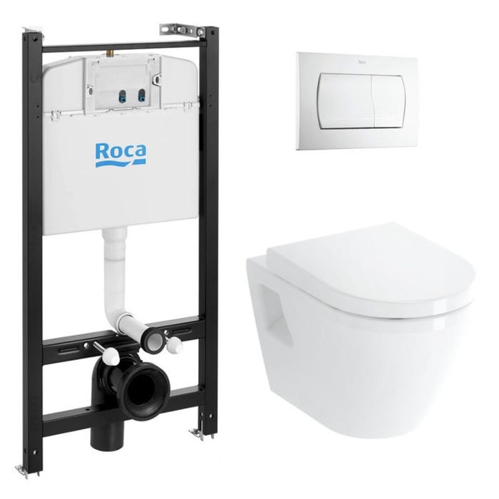 Roca Pack Bâti-support Roca Active + WC Vitra Integra + Abattant + Plaque blanche 0